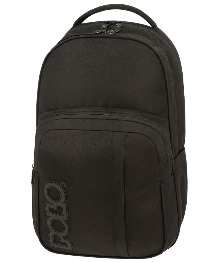 Polo Backbag SPIN Σχολική Τσάντα -Σακίδιο Πλάτης & Βόλτας Μαύρο με 3 Κεντρικές Θήκες 20 lt 45x31x20 cm 9-01-044-2001
