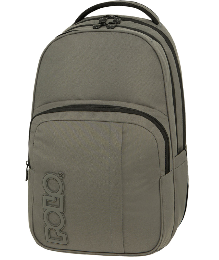 Polo Backbag SPIN Σχολική Τσάντα -Σακίδιο Πλάτης & Βόλτας Grey Black με 3 Κεντρικές Θήκες 20 lt 45x31x20 cm 9-01-044-2201