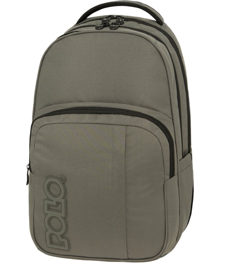 POLO - Polo Backbag SPIN Σχολική Τσάντα -Σακίδιο Πλάτης & Βόλτας Grey Black με 3 Κεντρικές Θήκες 20 lt 45x31x20 cm 9-01-044-2201
