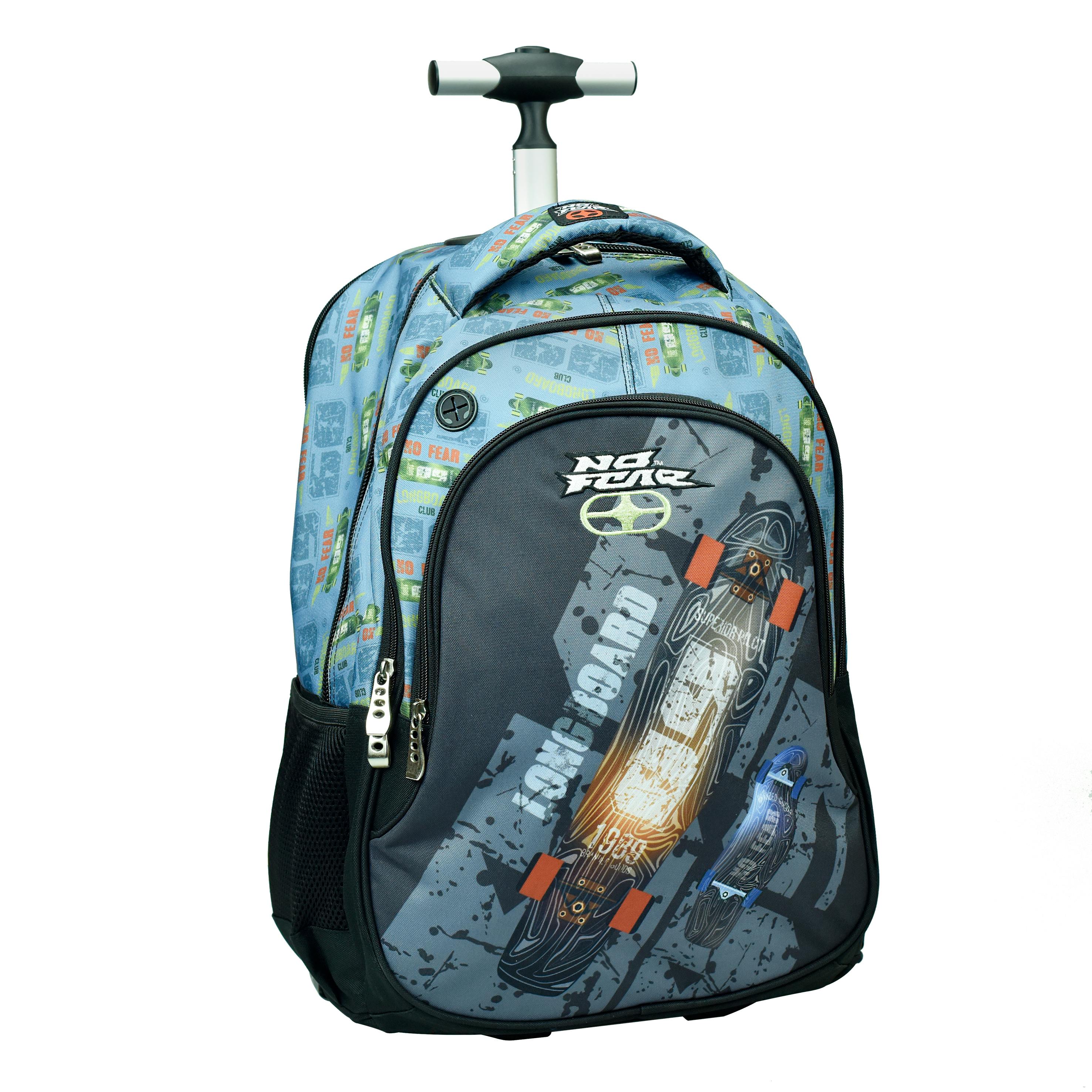 Back Me Up NO FEAR LONGBOARD SKATE Σχολική Τσάντα Πλάτης ΤΡΟΛΕΙ TROLLEY  Backpack Δημοτικού με 3 θήκες  348-27074 