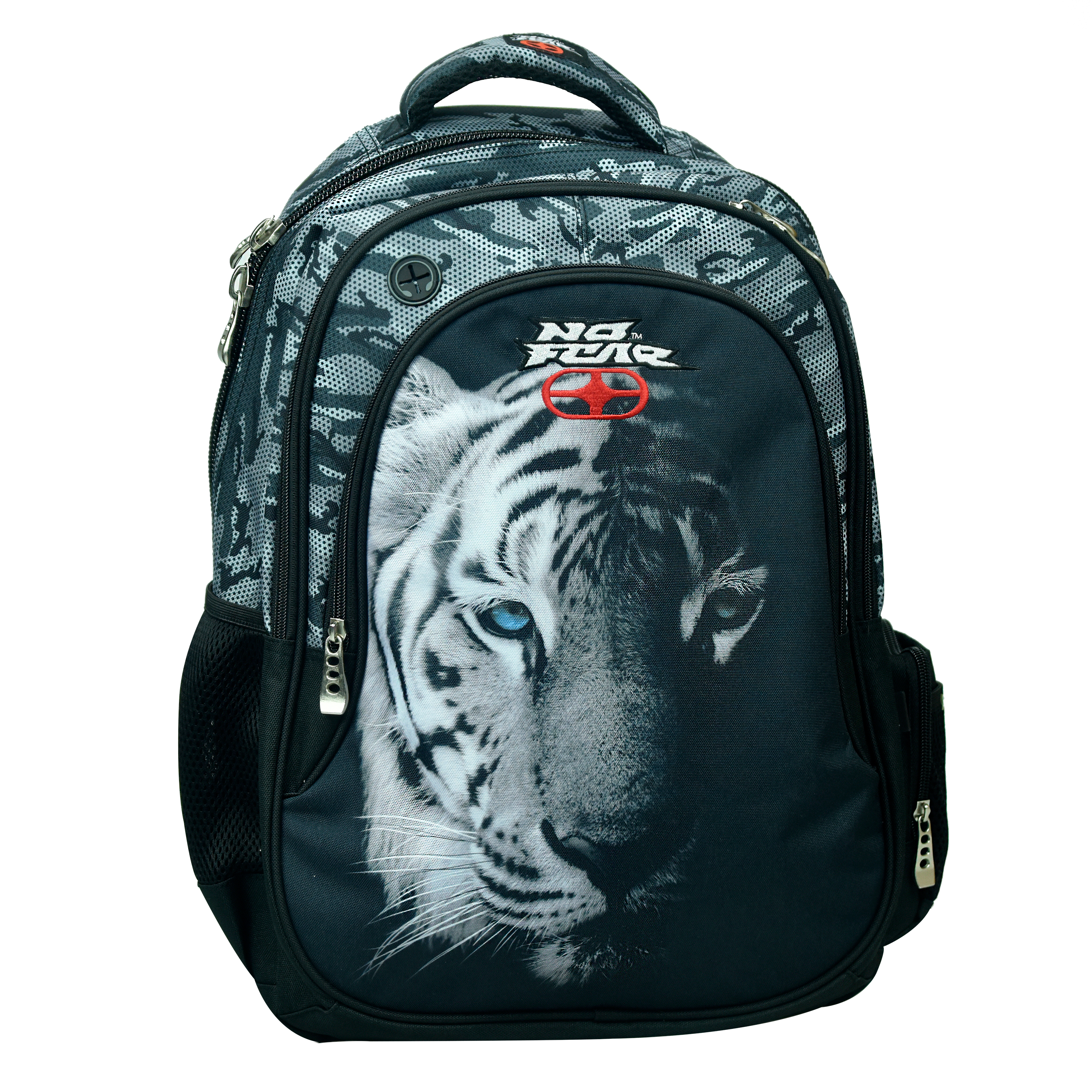 BMU - NO FEAR DARK TIGER Back Me Up Σχολική Τσάντα Πλάτης Backpack Δημοτικού με 3 θήκες 48X30X28 εκ. 348-25031 