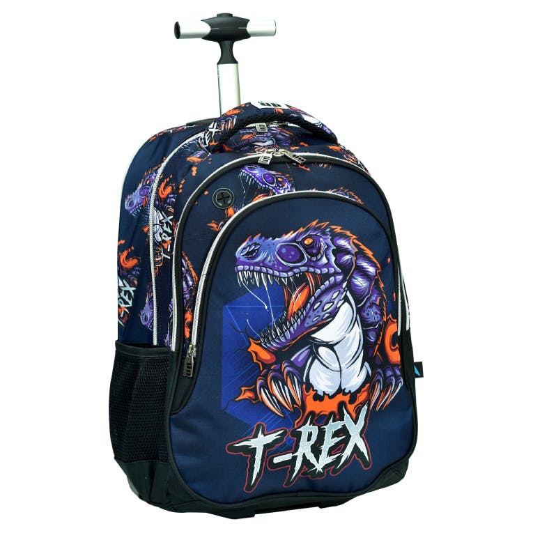 BMU - Back Me Up  T-REX Σχολική Τσάντα Πλάτης ΤΡΟΛΕΙ TROLLEY  Backpack Δημοτικού με 3 θήκες  357-20074 