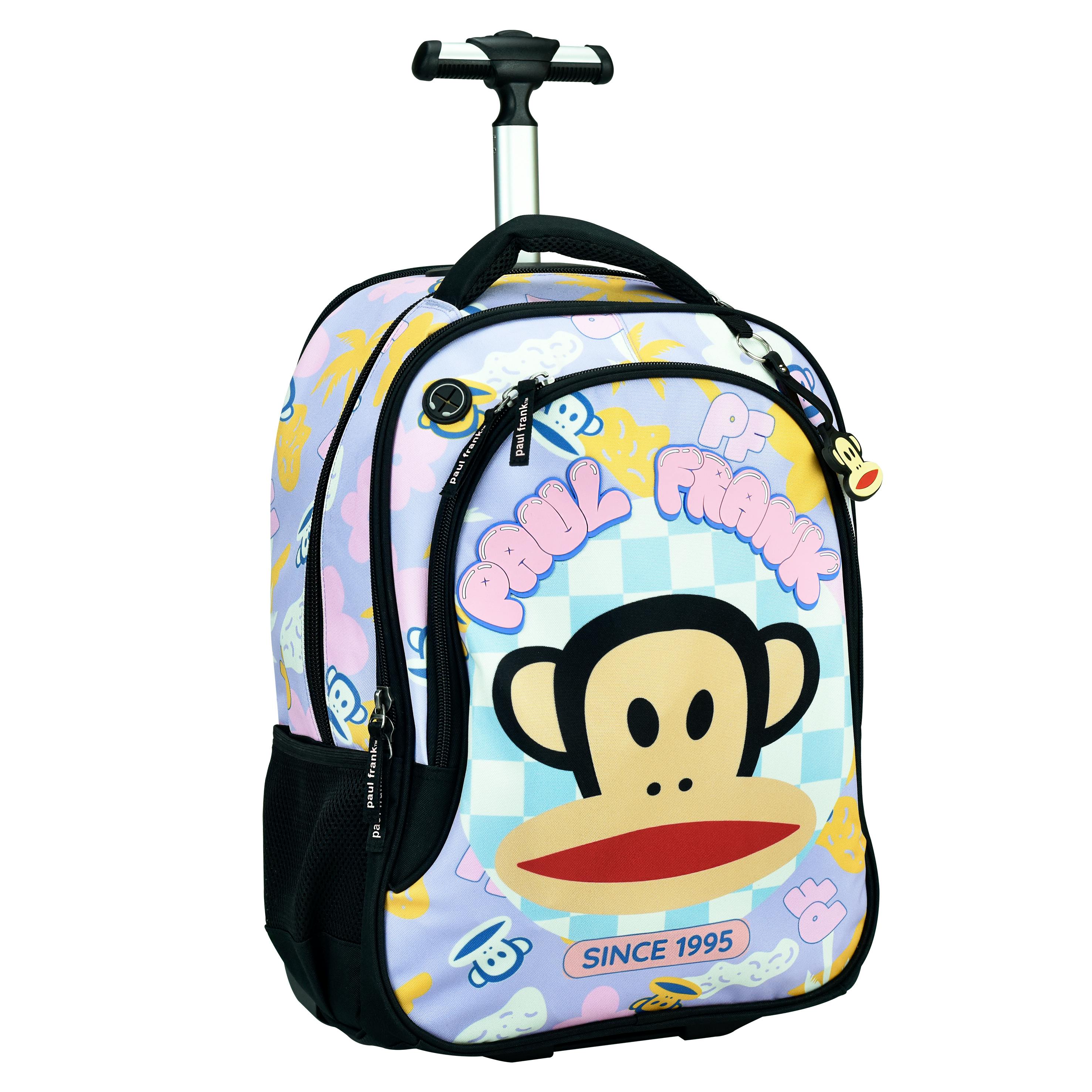 Back Me Up PAUL FRANK 1995 Σχολική Τσάντα Πλάτης ΤΡΟΛΕΙ TROLLEY  Backpack Δημοτικού με 3 θήκες  346-86074 