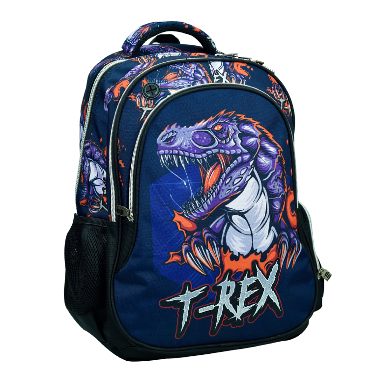 BMU - Back Me Up T-REX Σχολική Τσάντα Πλάτης Οβάλ Backpack Δημοτικού με 3 θήκες 48X30X28 εκ. 357-20031 