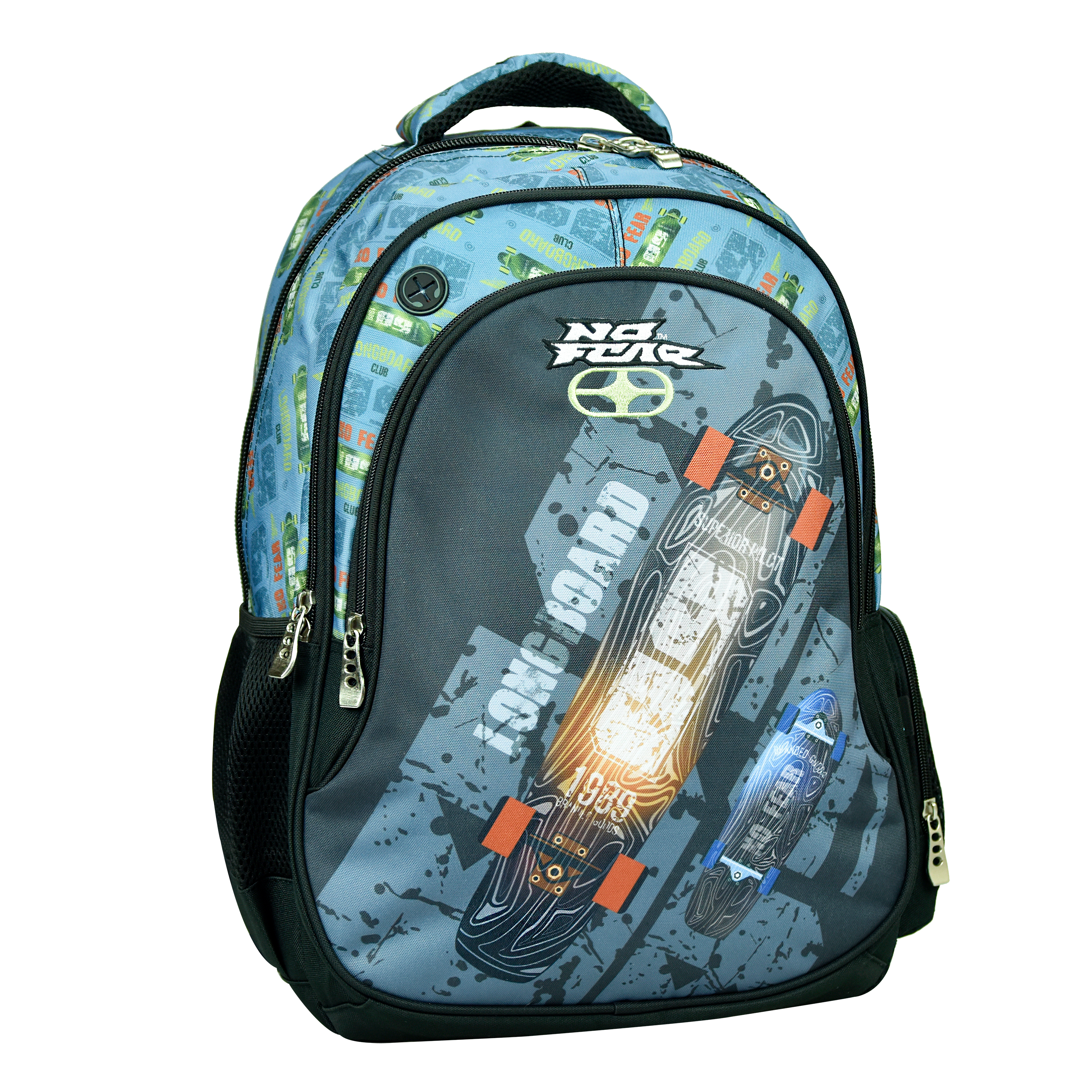 BMU - Back Me Up NO FEAR LONGBOARD Σχολική Τσάντα Πλάτης Οβάλ Backpack Δημοτικού με 3 θήκες 48X30X28 εκ. 348-27031 