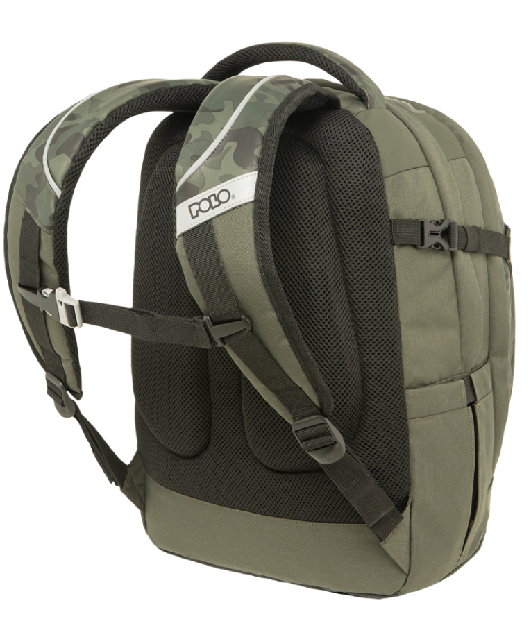 POLO - Polo Backbag CRYPRIC OLIVE CAMO Σακίδιο Πλάτης  με 3 Κεντρικές Θήκες 23 lt 44x30x21  cm 9-01-001-8309