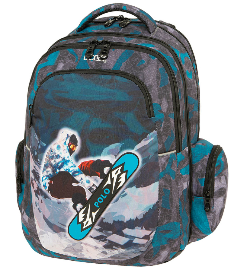Polo Backbag PEAK SNOWBOARD Σχολική Τσάντα - Σακίδιο Πλάτης  με 3 Κεντρικές Θήκες 25lt 46x33x30 cm 9-01-046-8281