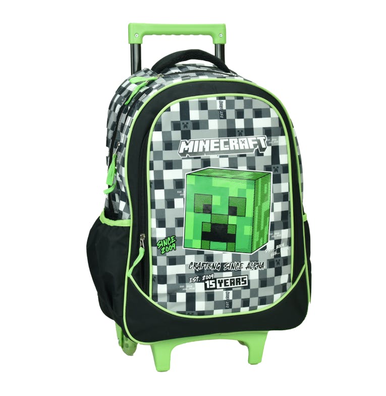 BMU - MINECRAFT GREY STONE Σχολική Τσάντα Πλάτης ΤΡΟΛΕΙ TROLLEY  Backpack Δημοτικού με 2 Κεντρικές θήκες  316-01074 