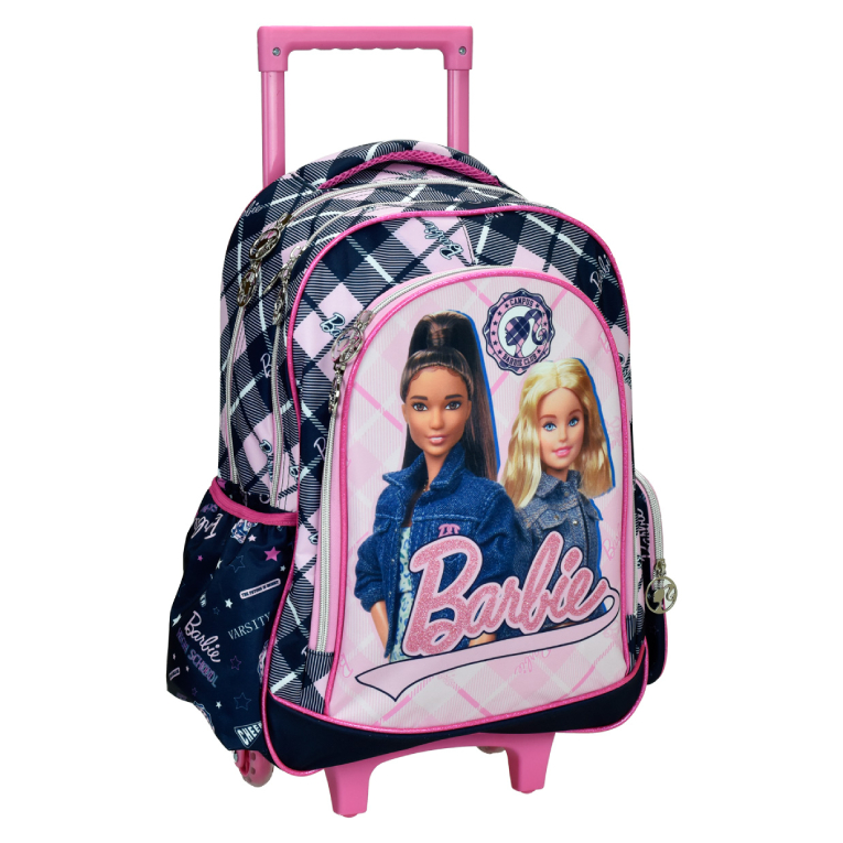 GIM - BARBIE VARSITY Σχολική Τσάντα Πλάτης ΤΡΟΛΕΙ TROLLEY  Backpack Δημοτικού με 2 Κεντρικές θήκες  316-01074 