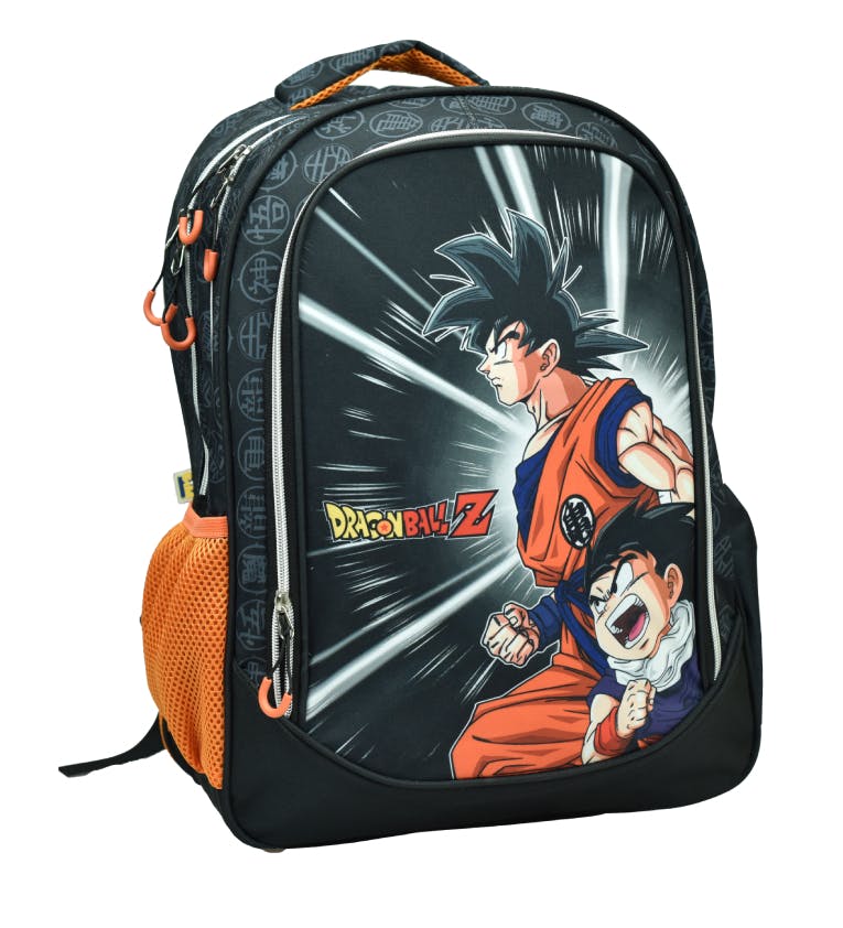 GIM - DRAGON BALL Z Σχολική Τσάντα Πλάτης ΠΟΛΥΘΕΣΙΑΚΗ Backpack Δημοτικού Μαύρο Πορτοκαλί 377-60031 