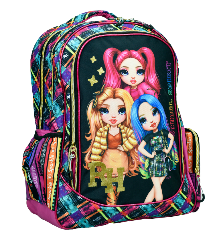 GIM - RAINBOW HIGH GLITTER Σχολική Τσάντα Πλάτης ΠΟΛΥΘΕΣΙΑΚΗ Backpack Δημοτικού 363-51031 