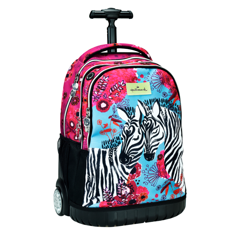 HALLMARK - Hallmark LOVE ZEBRA Σχολική Τσάντα Πλάτης ΤΡΟΛΕΙ TROLLEY  Backpack Δημοτικού με 2 Κεντρικές θήκες Πολυθεσιακή 333-34074 GIM