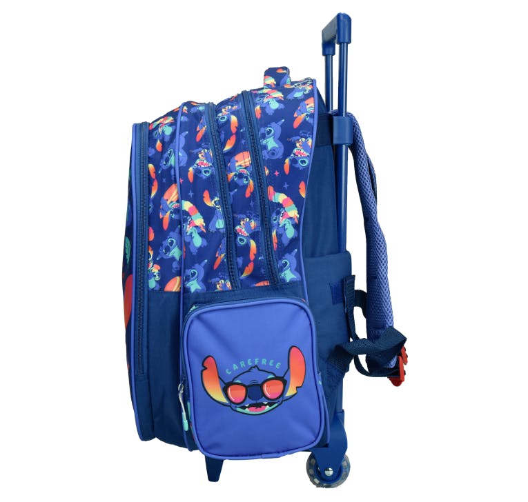 GIM - Stitch NO BAD DAYS Σχολική Τσάντα Πλάτης ΤΡΟΛΕΙ TROLLEY  Backpack Δημοτικού με 2 Κεντρικές θήκες  342-00074 