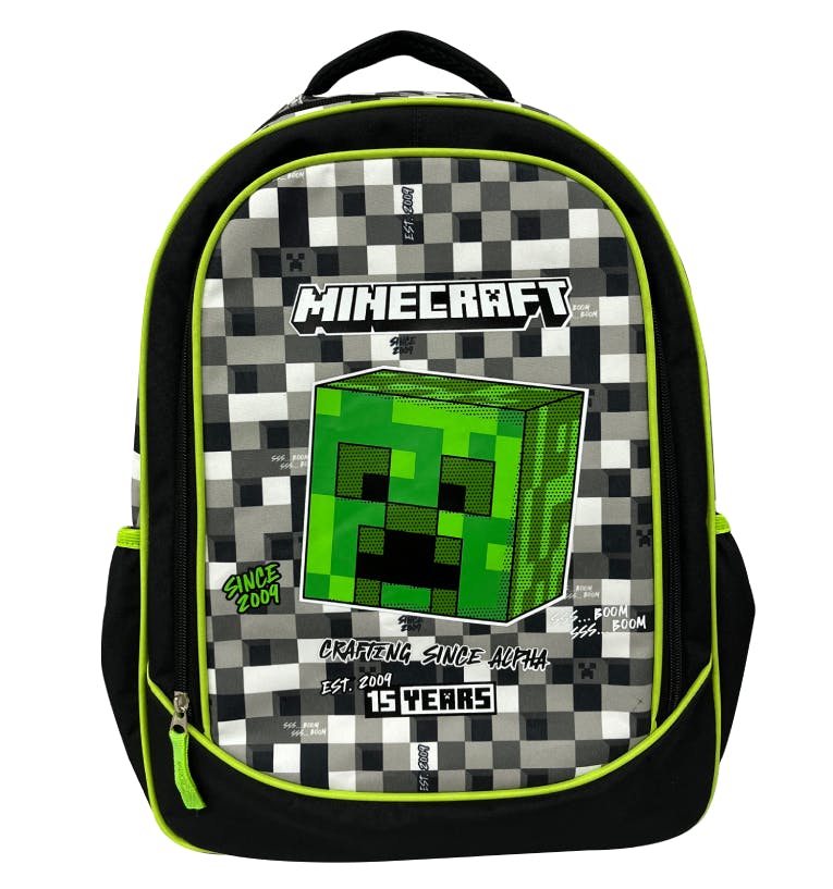 GIM - MINECRAFT GREY STONE Σχολική Τσάντα Πλάτης Backpack Δημοτικού με 2 Κεντρικές θήκες  316-01031 