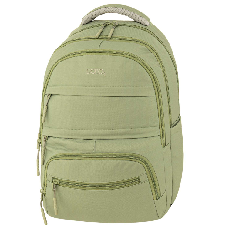 Polo Backpack Σχολικό Σακίδιο Πλάτης MULTIPOCKET με 3 Κεντρικές Θήκες Χρώμα Μέντα 9-01-064-6900