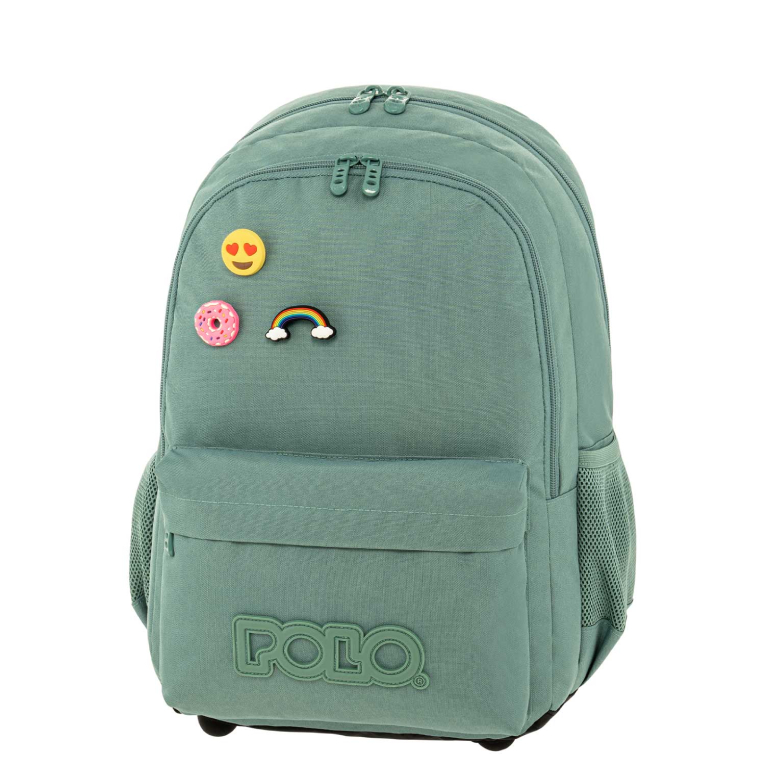 Polo Backbag PINS Σχολική Τσάντα -Σακίδιο Πλάτης  με 2 Κεντρικές Θήκες 26 lt 44x30x22cm 9-01-059-6800 Γαλάζιο