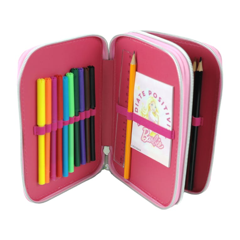 GIM - Gim Κασετίνα Διπλή Τετράγωνη Γεμάτη BARBIE PAINTS Pensil Case 349-89100
