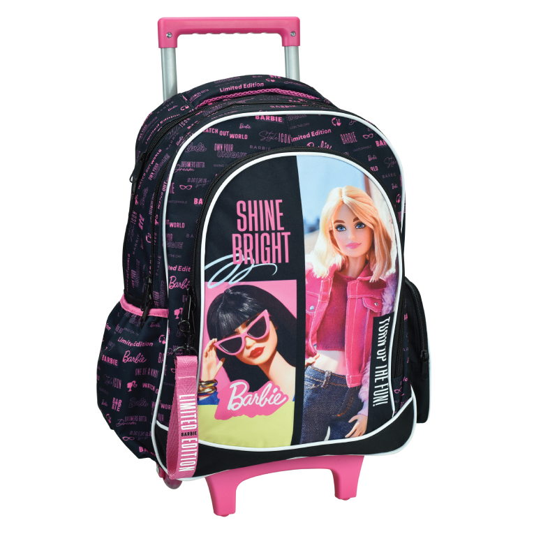 Gim Σχολική Τσάντα Τρόλευ Δημοτικού Trolley BARBIE CORE με 3 Κεντρικές Θέσεις 52x38x20cm cm 349-92074