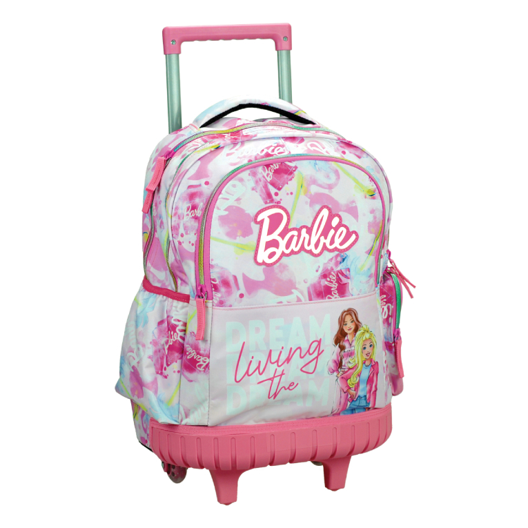 Gim Σχολική Τσάντα Τρόλευ Δημοτικού Trolley BARBIE PAINTS με 3 Κεντρικές Θέσεις και δώρο Minnie Barbie Land 52x38x20cm 349-89078