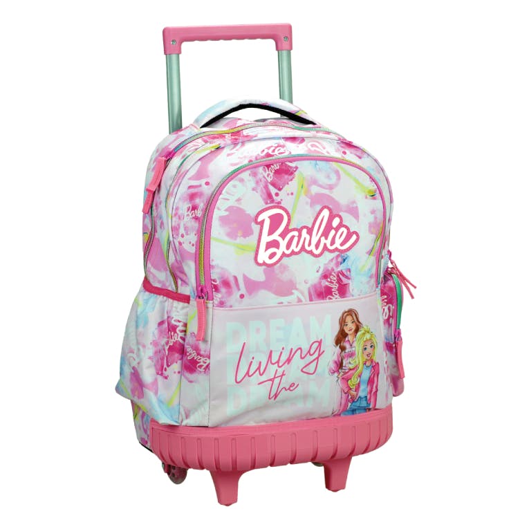 Gim Σχολική Τσάντα Τρόλευ Δημοτικού Trolley BARBIE PAINTS με 3 Κεντρικές Θέσεις και δώρο Minnie Barbie Land 52x38x20cm 349-89078