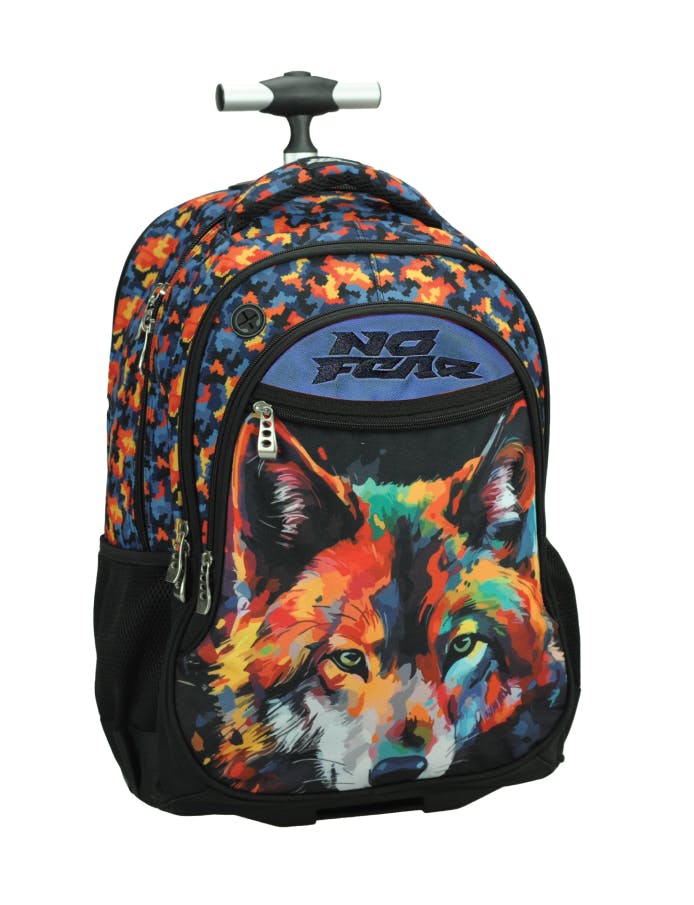 Back Me Up COLOURED WOLF Σχολική Τσάντα Πλάτης ΤΡΟΛΕΙ TROLLEY  Backpack Δημοτικού με 3 θήκες  348-47074 
