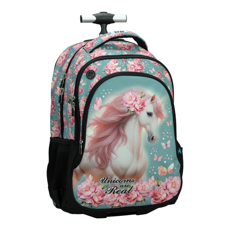 Back Me Up BUTTERFLY UNICORN Σχολική Τσάντα Πλάτης ΤΡΟΛΕΙ TROLLEY  Backpack Δημοτικού με 3 θήκες  357-25074 