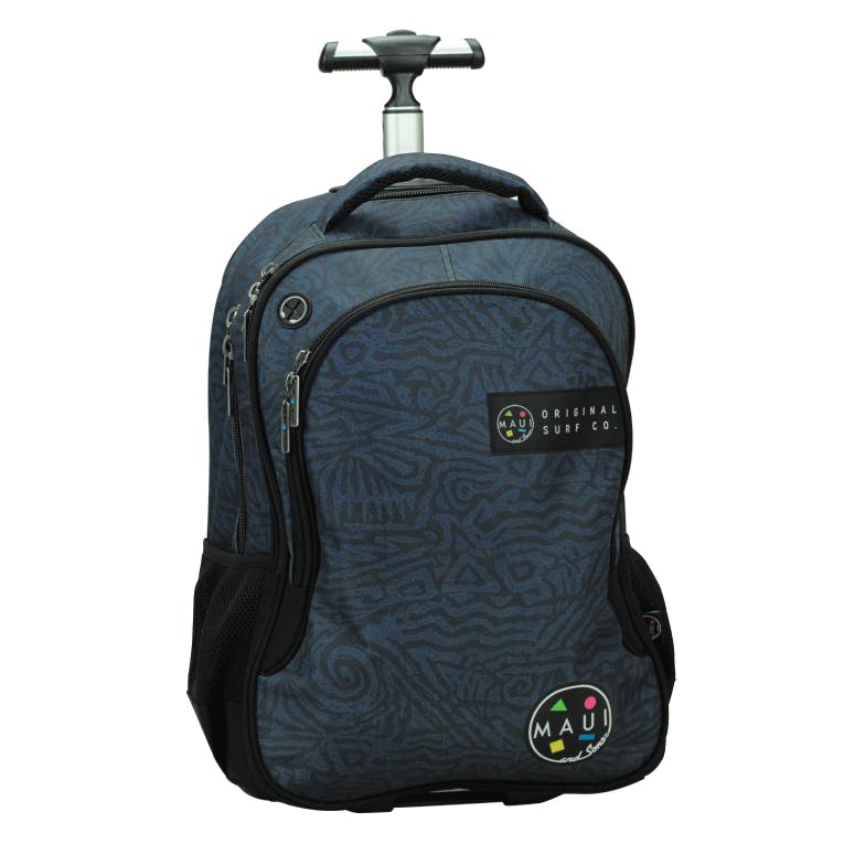 Back Me Up MAUI BLACK OCEAN Σχολική Τσάντα Πλάτης ΤΡΟΛΕΙ TROLLEY  Backpack Δημοτικού με 3 θήκες  339-22074 