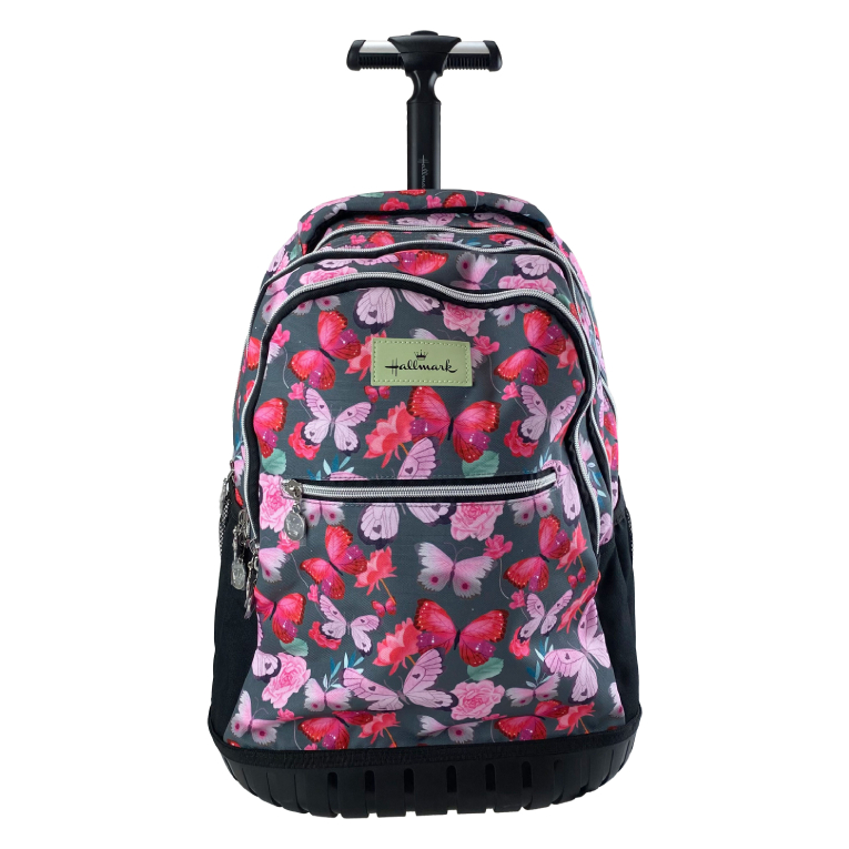 Hallmark BUTTERFLY Σχολική Τσάντα Πλάτης ΤΡΟΛΕΙ TROLLEY Backpack Δημοτικού με 3 θήκες 333-38074