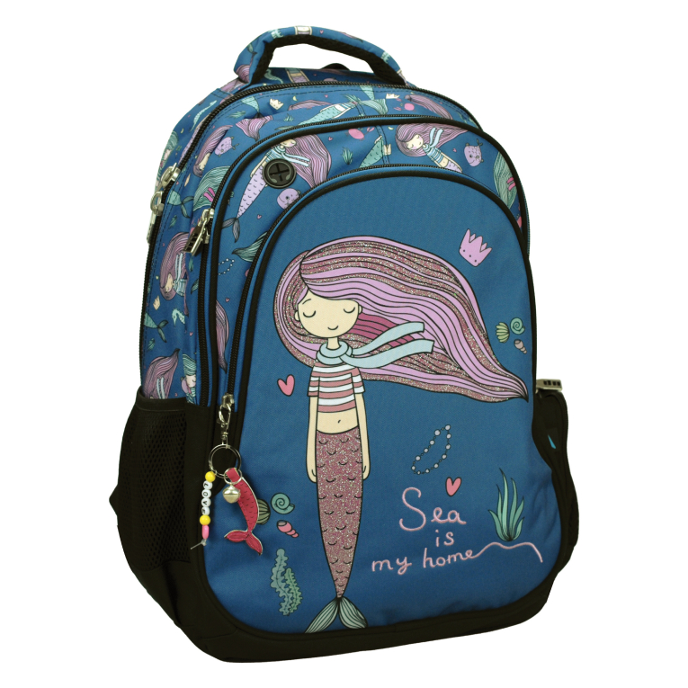 BMU - Back Me Up SEA MERMAID Σχολική Τσάντα Πλάτης Backpack Δημοτικού με 3 θήκες 357-28031 