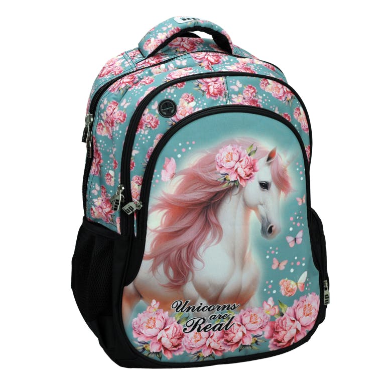 Back Me Up BUTTERFLY UNICORN Σχολική Τσάντα Πλάτης Backpack Δημοτικού με 3 θήκες 357-25031