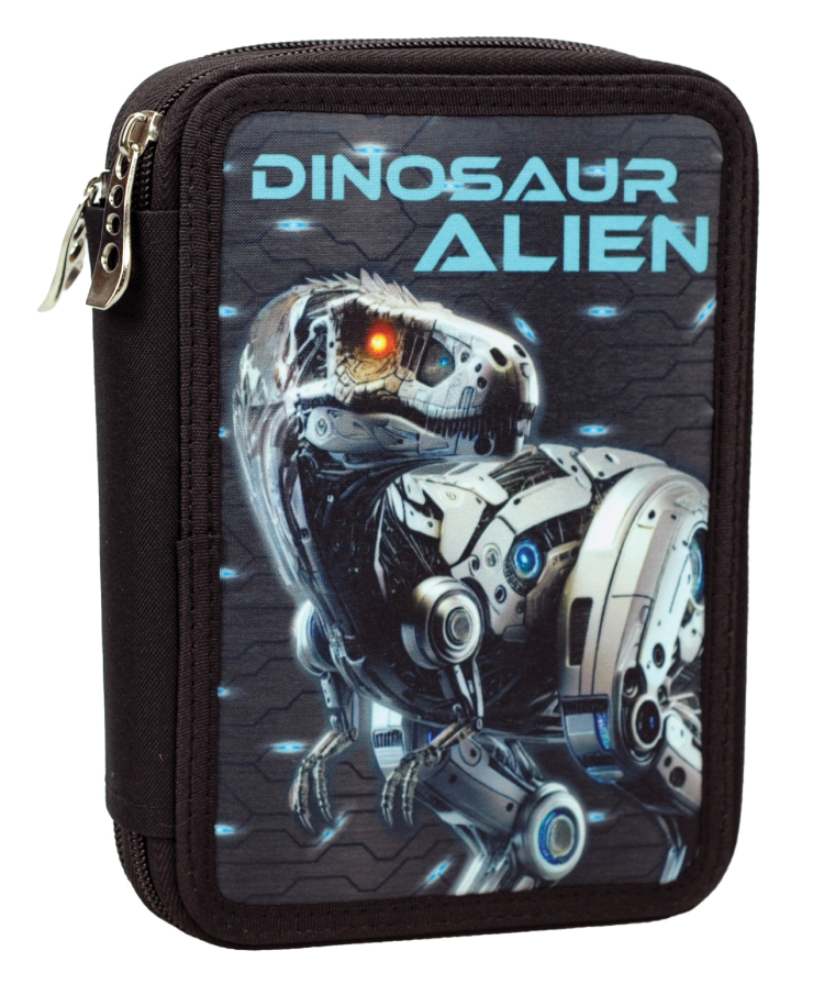 BMU - Back Me Up Κασετίνα Διπλή Τετράγωνη Γεμάτη DINOSAUR ALIEN Pensil Case 357-27100