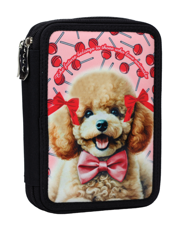 BMU - Back Me Up Κασετίνα Διπλή Τετράγωνη Γεμάτη LOVE POODLE Pensil Case 357-21100