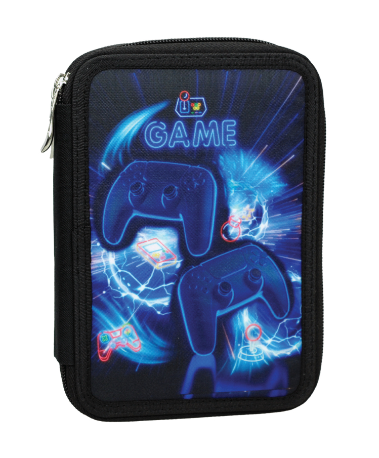 BMU - Back Me Up Κασετίνα Διπλή Τετράγωνη Γεμάτη NEON GAME Pensil Case 357-26100