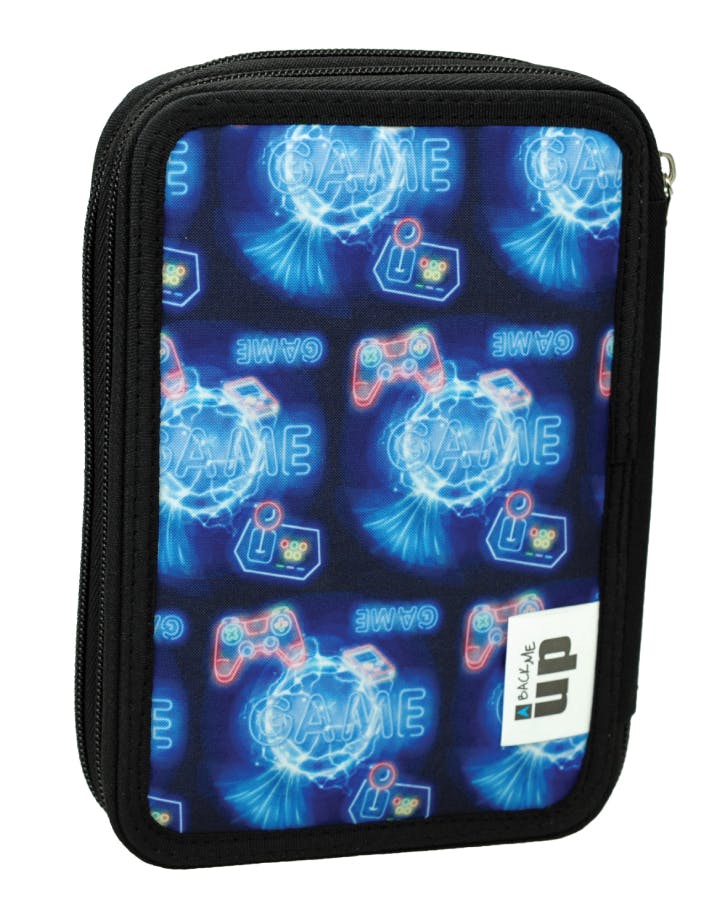 BMU - Back Me Up Κασετίνα Διπλή Τετράγωνη Γεμάτη NEON GAME Pensil Case 357-26100