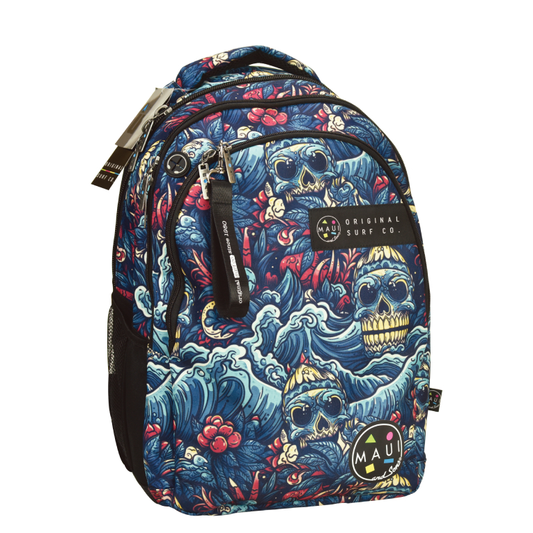 BMU - Back Me Up MAUI CHAOS Σχολική Τσάντα Πλάτης Backpack Δημοτικού με 3 θήκες 339-18031 