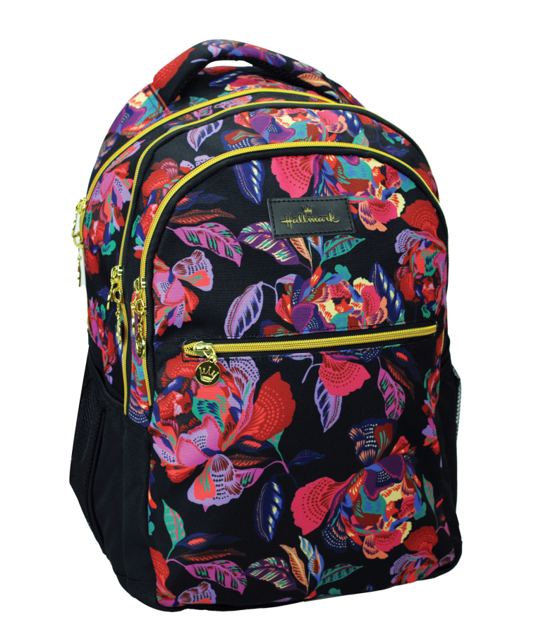 HALLMARK - Hallmark FLOWERS Σχολική Τσάντα Πλάτης Backpack Δημοτικού με 3 θήκες 333-33031