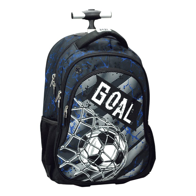 Back Me Up GOAL Σχολική Τσάντα Πλάτης ΤΡΟΛΕΙ TROLLEY  Backpack Δημοτικού με 3 θήκες  357-30074 