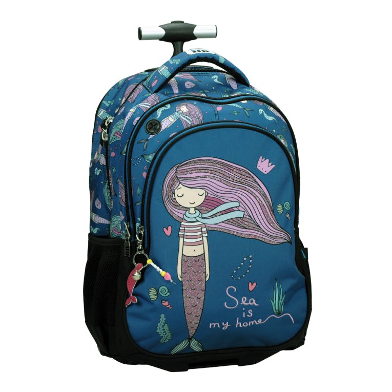 Back Me Up SEA MERMAID Σχολική Τσάντα Πλάτης ΤΡΟΛΕΙ TROLLEY  Backpack Δημοτικού με 3 θήκες  357-28074 