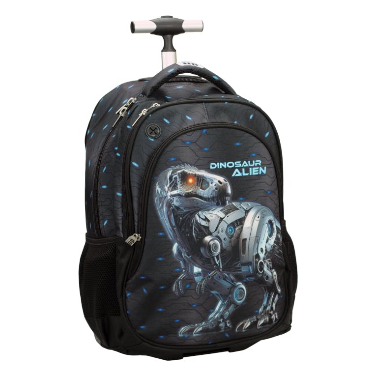Back Me Up DINOSAUR ALIEN Σχολική Τσάντα Πλάτης ΤΡΟΛΕΙ TROLLEY  Backpack Δημοτικού με 3 θήκες  357-27074 