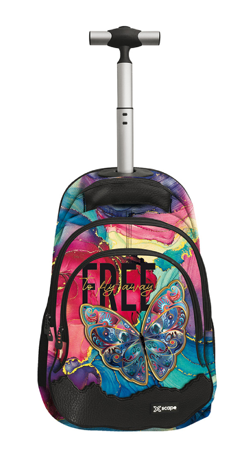 Graffiti Xscape Σχολική Τσάντα Τρόλευ Δημοτικού BUTTERFLY Trolley Bag Μ32 x Π17 x Υ50εκ με 3 κεντρικές θήκες 259251