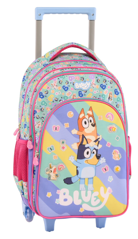 Graffiti  Σχολική Τσάντα Τρόλευ Δημοτικού STICKERS RAIN BLUEY Trolley Bag Μ32 x Π17 x Υ50εκ με 3 κεντρικές θήκες 250251