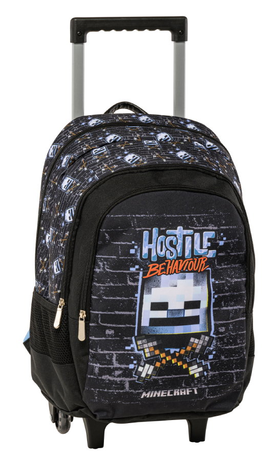 Graffiti Σχολική Τσάντα Τρόλευ Δημοτικού MINECRAFT WALL Trolley Bag με 3 κεντρικές θήκες 258252