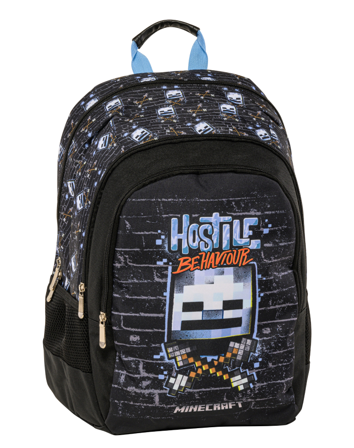 Graffiti Σχολική Τσάντα Πλάτης Πολυθεσιακή Backpack Δημοτικού WALL MINECRAFT 30x18x42cm  258212
