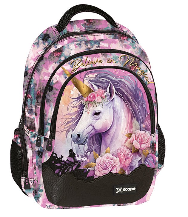 Graffiti XSCAPE Σχολική Τσάντα Πλάτης Πολυθεσιακή Backpack Δημοτικού ΜΟΝΟΚΕΡΟΣ UNICORN 30x18x42cm 259212