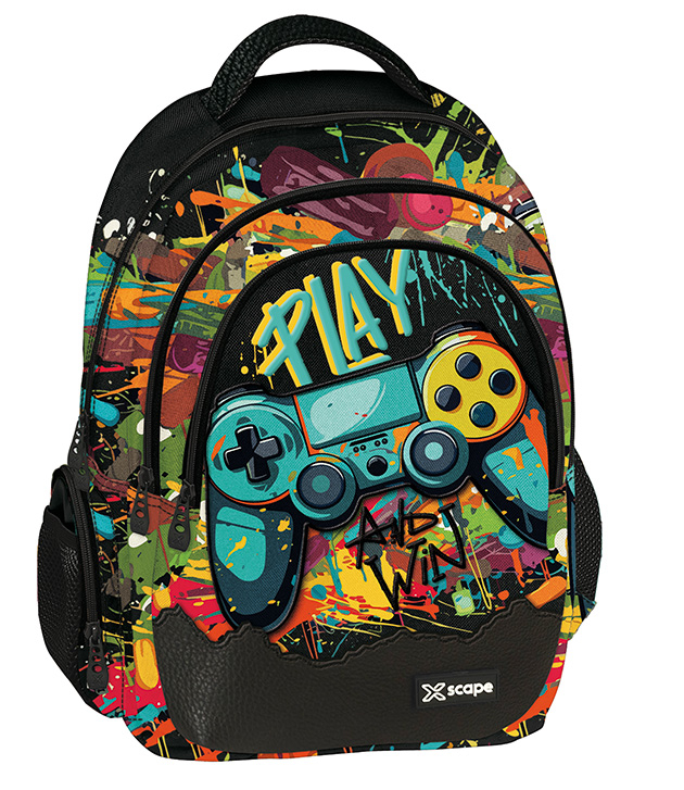 GRAFFITI - Graffiti XSCAPE Σχολική Τσάντα Πλάτης Πολυθεσιακή Backpack Δημοτικού GAMING 30x18x42cm  259218
