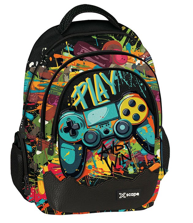 GRAFFITI - Graffiti XSCAPE Σχολική Τσάντα Πλάτης Πολυθεσιακή Backpack Δημοτικού GAMING 30x18x42cm  259218