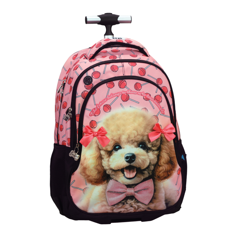 Σχολική Τσάντα Τρόλευ Δημοτικού LOVE POODLE Trolley Bag 46 x 35 x 20 με 3 κεντρικές θήκες 357-21074 BACK ME UP