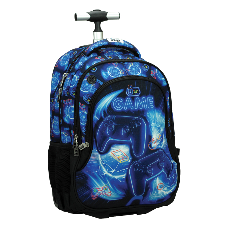  Σχολική Τσάντα Τρόλευ Δημοτικού NEON GAME Trolley Bag 46 x 35 x 20  με 3 κεντρικές θήκες 357-26074 BACK ME UP