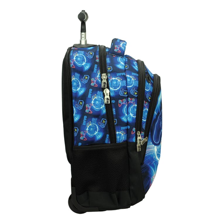 BMU -  Σχολική Τσάντα Τρόλευ Δημοτικού NEON GAME Trolley Bag 46 x 35 x 20  με 3 κεντρικές θήκες 357-26074 BACK ME UP