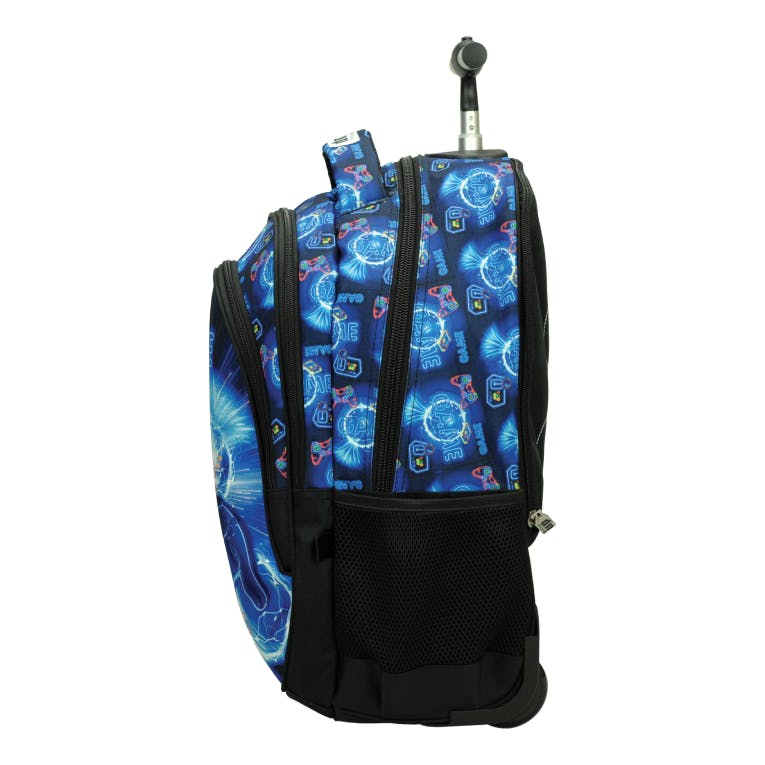 BMU -  Σχολική Τσάντα Τρόλευ Δημοτικού NEON GAME Trolley Bag 46 x 35 x 20  με 3 κεντρικές θήκες 357-26074 BACK ME UP
